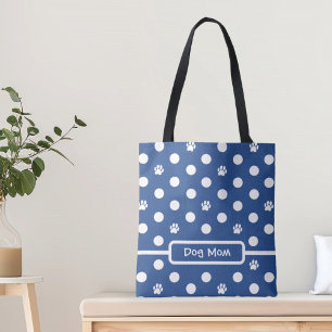 Bolso De Tela Pintura blanca de polka-punto imprime azul persona