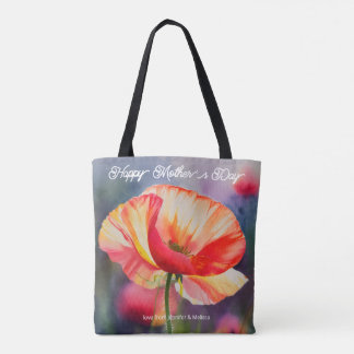 Bolso De Tela Pintura botánica de la flor de amapola Día de la M