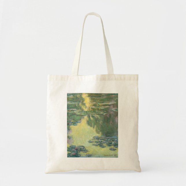 Bolso De Tela Pintura clásica Claude Monet, Waterlilies (1907) (Frente)