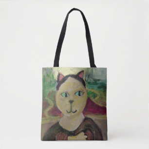 Bolso De Tela Pintura clásica de gato Meowna Mona Lisa