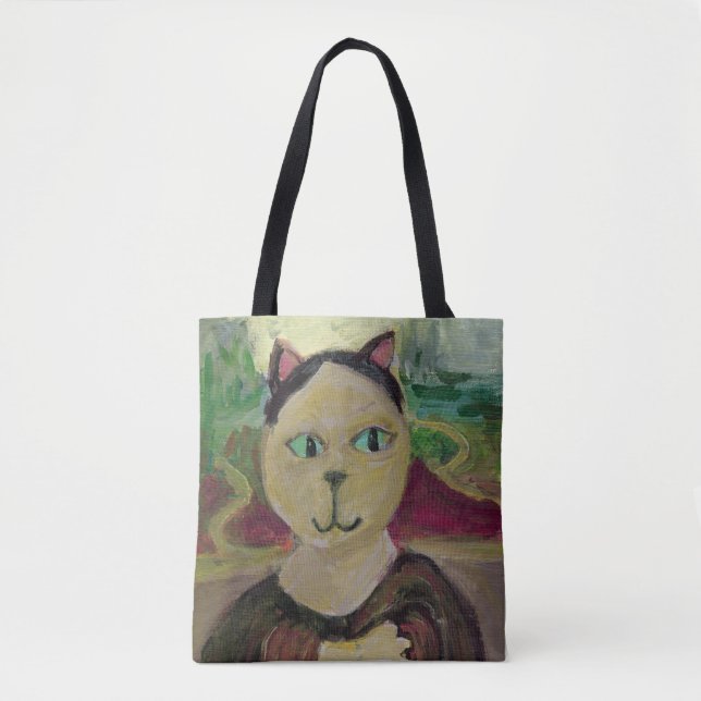 Bolso De Tela Pintura clásica de gato Meowna Mona Lisa (Anverso)