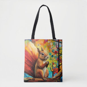 Bolso De Tela Pintura colorida de retrato animal de ardilla