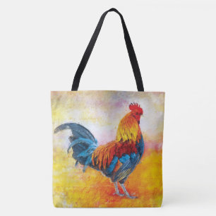 Bolso De Tela Pintura colorida del arte de Digitaces del gallo
