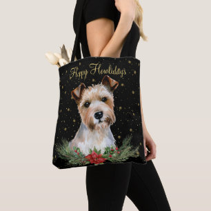 Bolso De Tela Pintura con Acuarela Perro Lindo Feliz Navidog