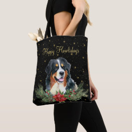 Bolso De Tela Pintura con Acuarela Perro Lindo Feliz Navidog