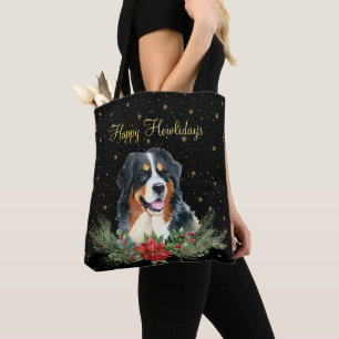 Bolso De Tela Pintura con Acuarela Perro Lindo Feliz Navidog