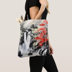 Bolso De Tela Pintura con tinta de cascada y arce