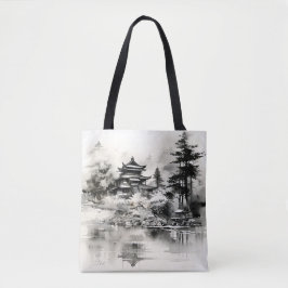 Bolso De Tela Pintura con tinta de la casa asiática