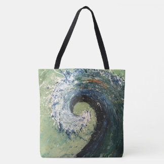Bolso De Tela Pintura costera del Bello Artes de la onda de la