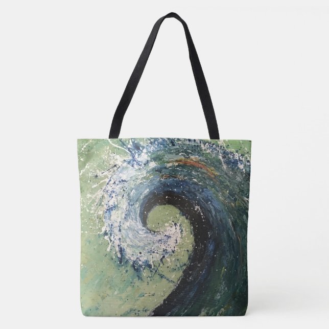 Bolso De Tela Pintura costera del Bello Artes de la onda de la (Anverso)