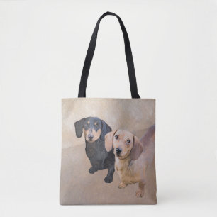 Bolso De Tela Pintura Dachshund (suave) - Arte Perro Original