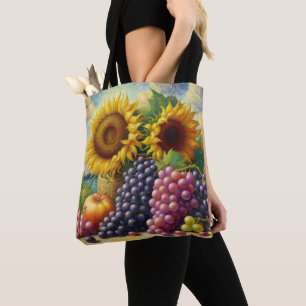 Bolso De Tela Pintura de aceite de uvas y girasoles