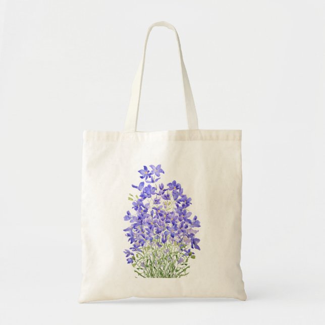 Bolso De Tela pintura de acuarela de flores silvestres púrpuras (Frente)