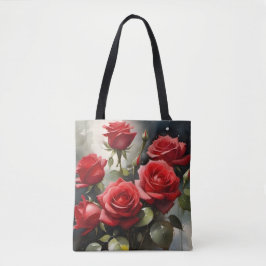 Bolso De Tela pintura de acuarela de rosas rojas bonitos