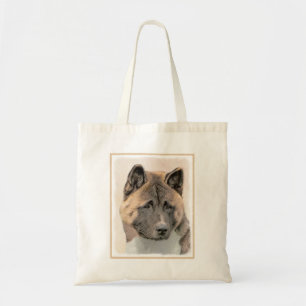 Bolso De Tela Pintura de Akita - Arte de Perro Original.