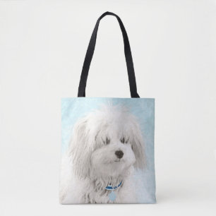 Bolso De Tela Pintura de algodón de tulear - Arte de perro origi