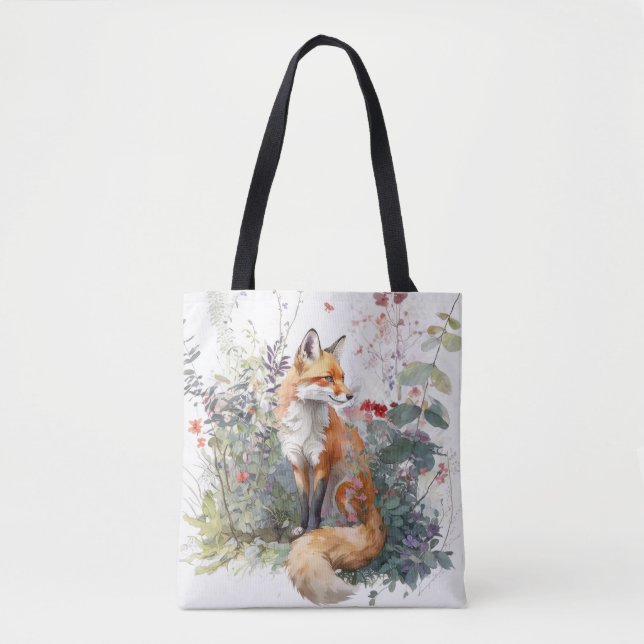 Bolso De Tela Pintura de animales de Fox Portrait (Anverso)