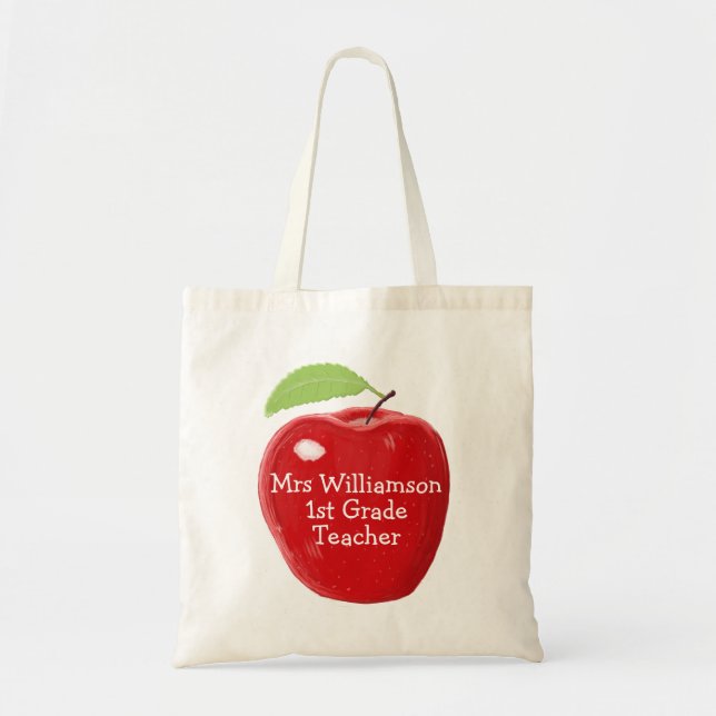 Bolso De Tela Pintura de Apple del profesor personalizado (Frente)