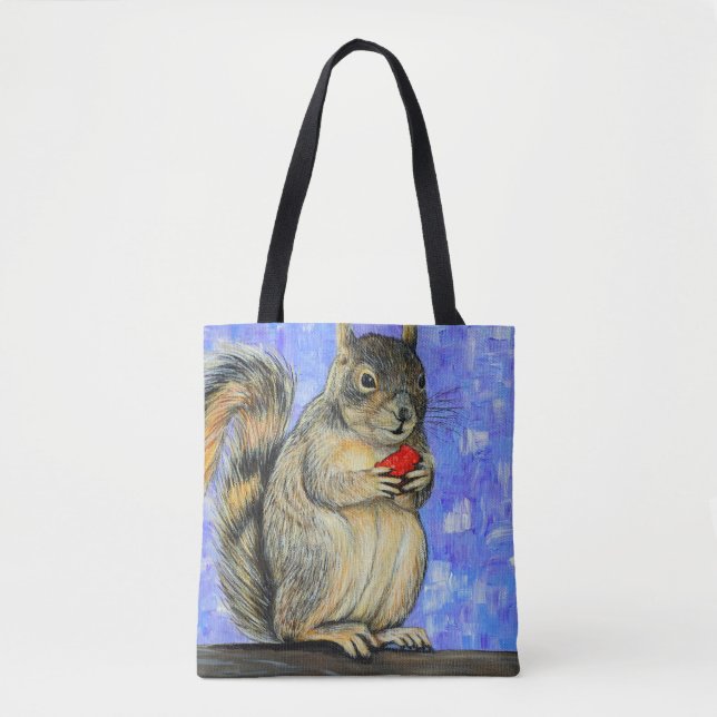 Bolso De Tela Pintura de ardilla de barriga (Anverso)