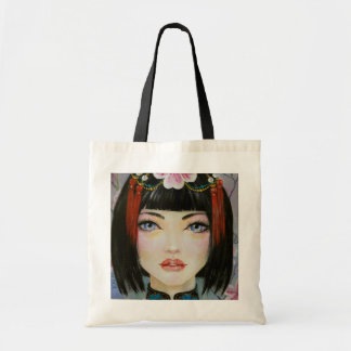 Bolso De Tela Pintura de arte del Chica chino Lowbrow