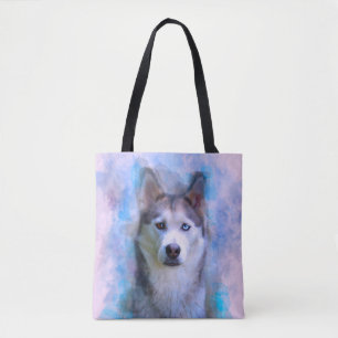 Bolso De Tela Pintura de arte en color de perro Husky siberiano