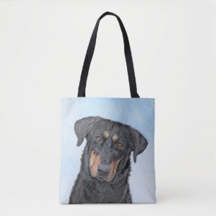 Bolso De Tela Pintura de Beauceron - Arte de perros original y b