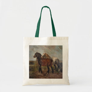 Bolso De Tela Pintura de Bella Artes belga pardo de caballos con