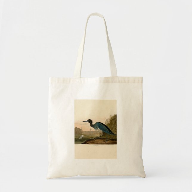 Bolso De Tela Pintura de Blue Crane Heron Audubon (Frente)