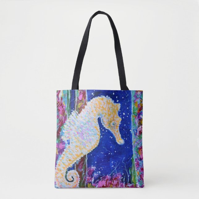 Bolso De Tela Pintura de caballito de mar (Anverso)