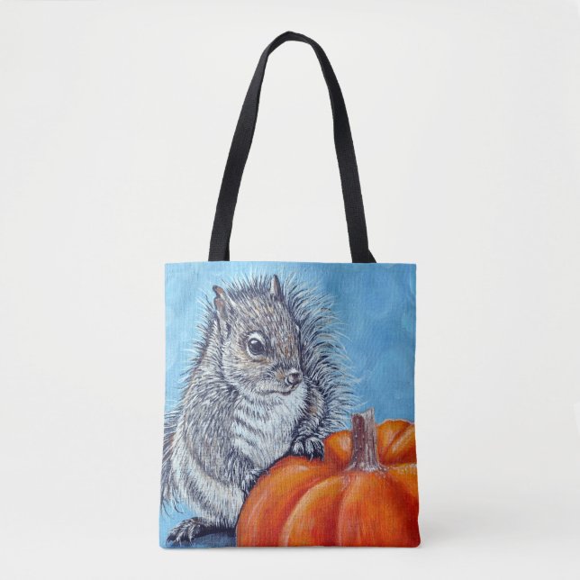 Bolso De Tela Pintura de calabaza de ardilla (Anverso)