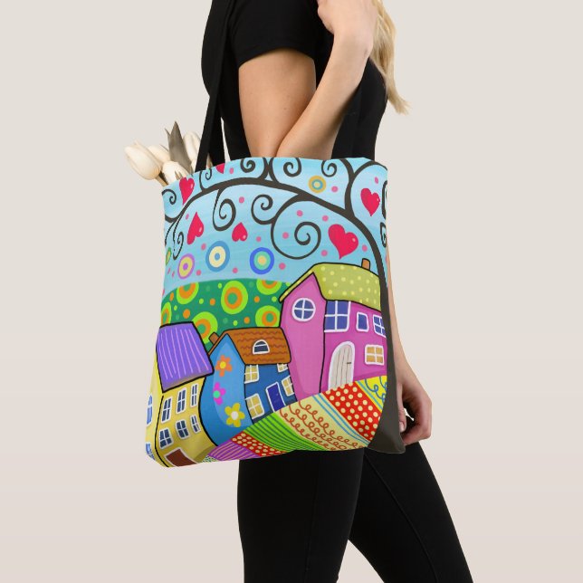 Bolso De Tela Pintura de casa (Detalle)