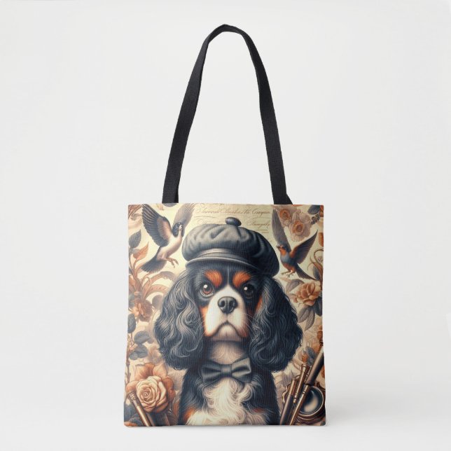 Bolso De Tela Pintura de Cavalier King Charles Spaniel (Anverso)
