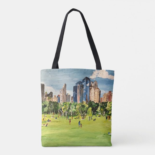 Bolso De Tela Pintura de "Central Park" por Willowcatdesign (Reverso)
