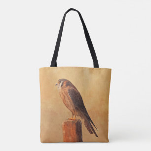 Bolso De Tela Pintura de cernícalo estadounidense - Arte de pája