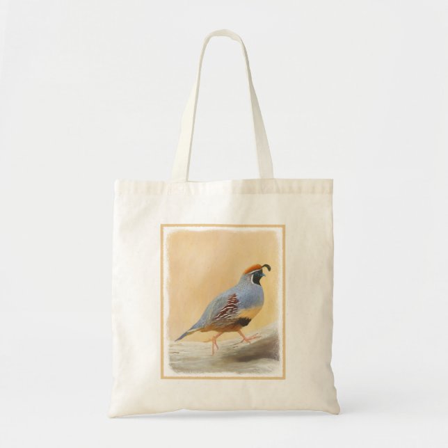 Bolso De Tela Pintura de codorniz de gambrel original arte de av (Frente)