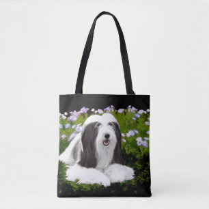 Bolso De Tela Pintura de color con barba - Arte de perro origina