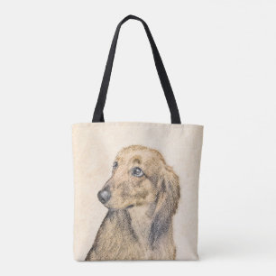 Bolso De Tela Pintura de Dachshund (de cabello largo) - Arte Per
