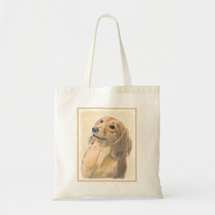 Bolso De Tela Pintura de Dachshund (de cabello largo) - Arte Per