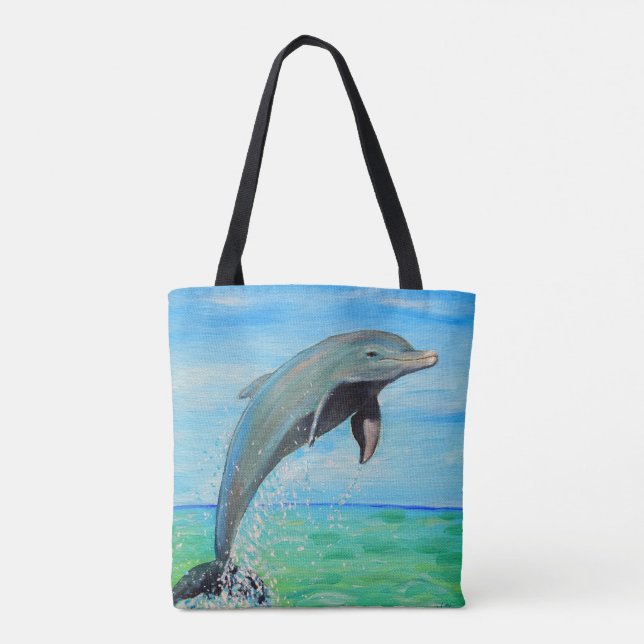 Bolso De Tela Pintura de delfines (Reverso)
