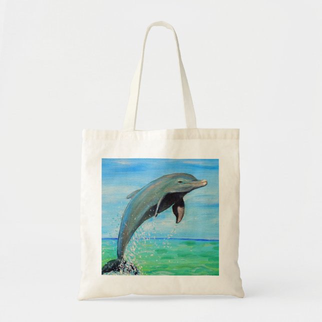 Bolso De Tela Pintura de delfines (Frente)