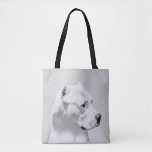 Bolso De Tela Pintura de Dogo Argentino - Arte original del perr
