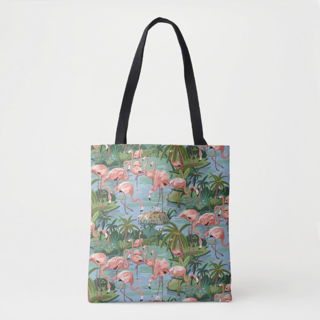 Bolso De Tela Pintura de flamencos rosados por número (Anverso)