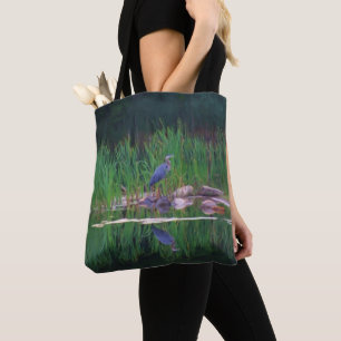 Bolso De Tela Pintura de foto de naturaleza de Garza Azul