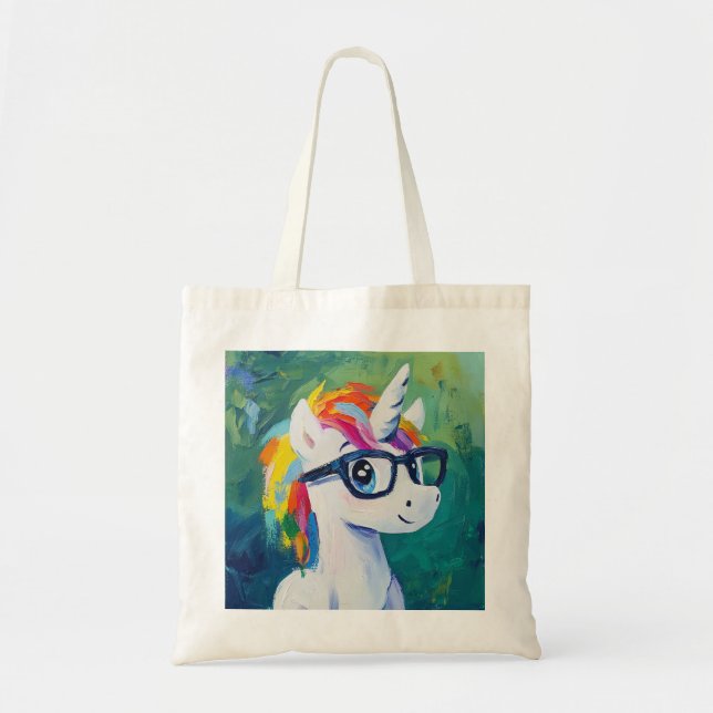 Bolso De Tela Pintura de gafas de unicornio (Frente)