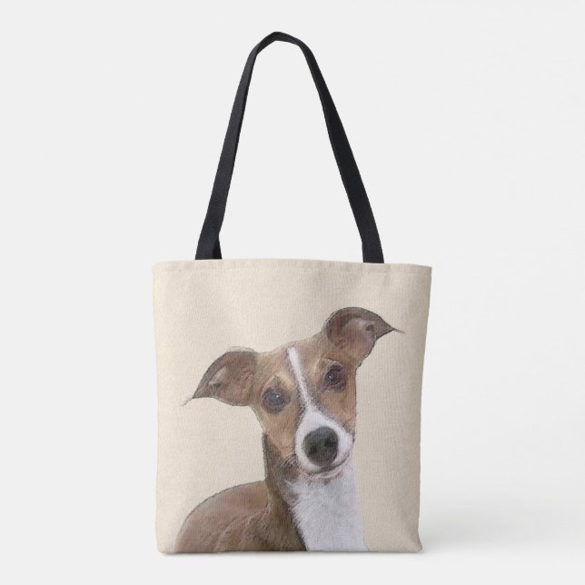 Bolso De Tela Pintura de Greyhound italiana - Arte de perros ori (Reverso)