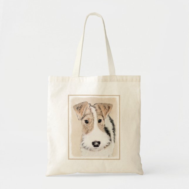 Bolso De Tela Pintura de hilo Fox Terrier - Arte de Perro Origin (Frente)