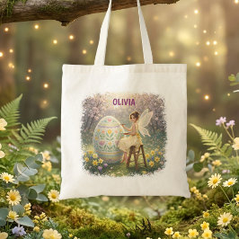 Bolso De Tela Pintura de huevo de hada de Pascua Nombre de prima