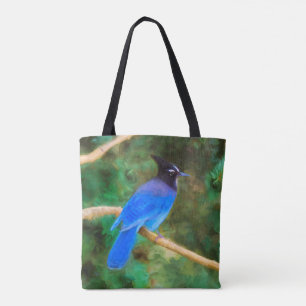 Bolso De Tela Pintura de Jay de Steller - Arte de pájaro origina