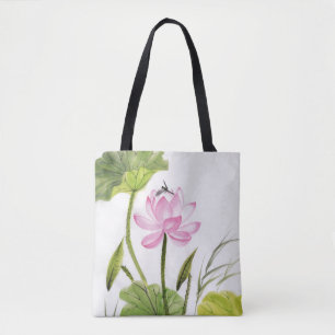 Bolso De Tela Pintura de la acuarela de la flor de Lotus 2 2