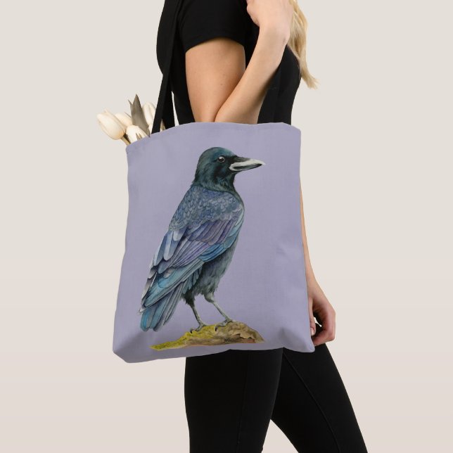 Bolso De Tela Pintura de la acuarela del cuervo (Detalle)